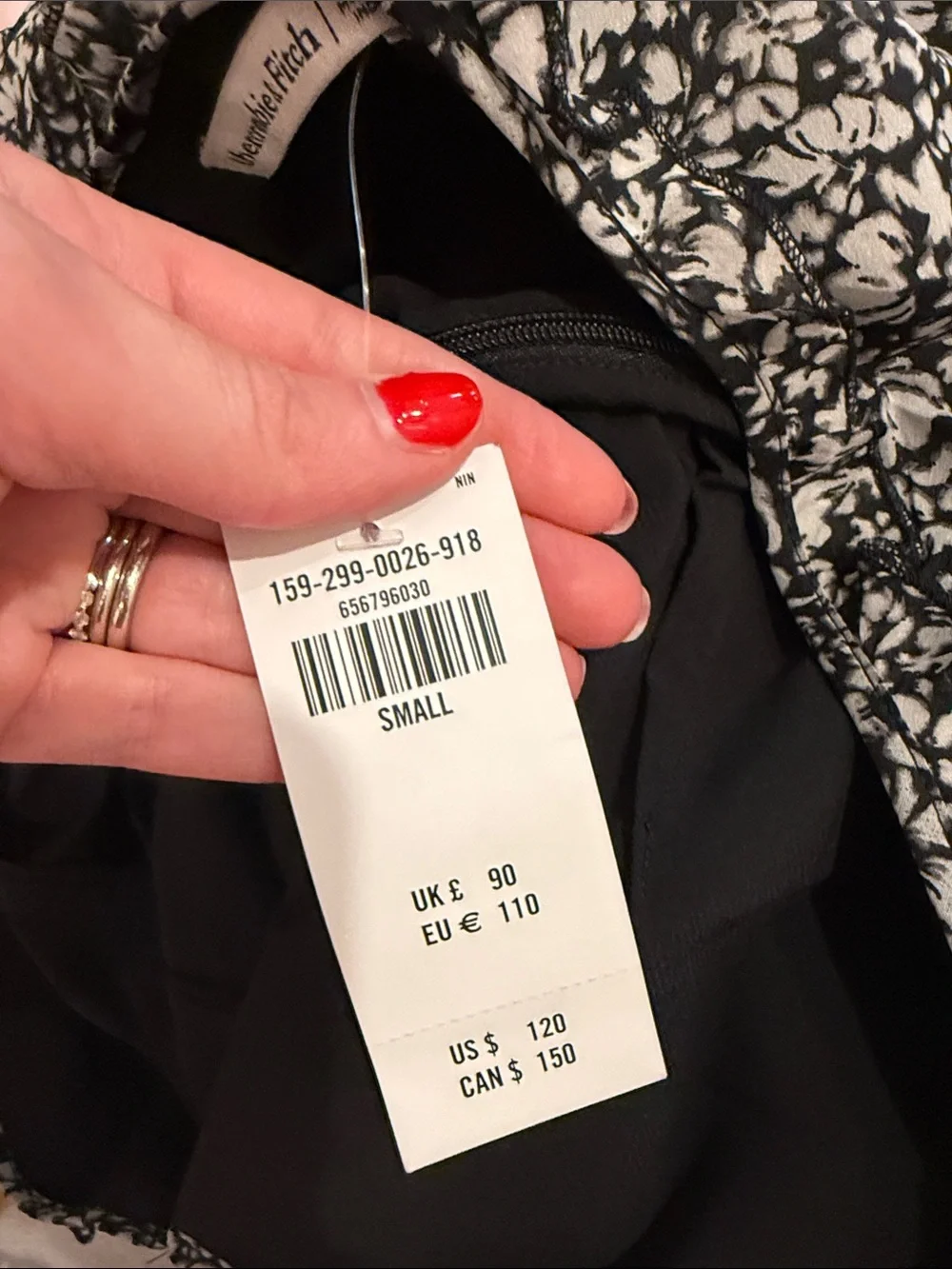 Abercrombie & Fitch Black and White Floral Wrap Midi Dress